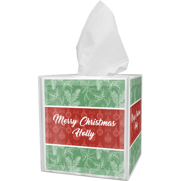 Custom Christmas Holly Tissue Box Cover (Personalized)