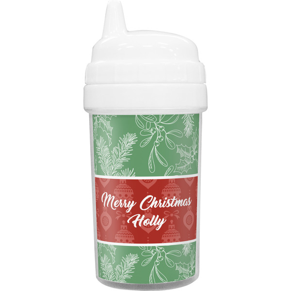 Custom Christmas Holly Toddler Sippy Cup (Personalized)