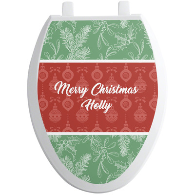 Christmas Holly Toilet Seat Decal - Elongated (Personalized)