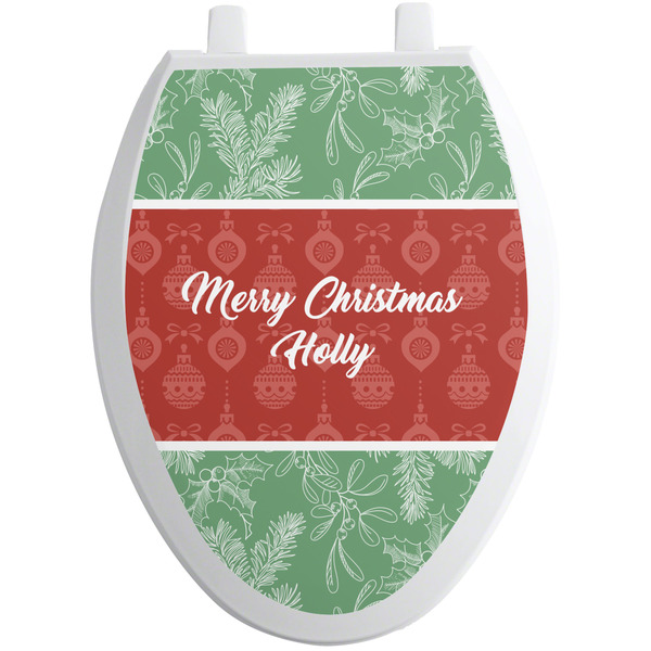 Christmas Holly Toilet Seat Decal Elongated