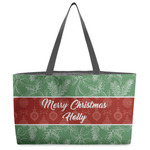 Christmas Holly Beach Totes Bag - w/ Black Handles (Personalized)