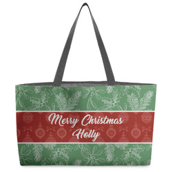 Christmas Holly Beach Totes Bag - w/ Black Handles (Personalized)