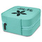 Christmas Holly Travel Jewelry Boxes - Leather - Teal - View from Rear