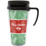 Christmas Holly Acrylic Travel Mug with Handle (Personalized)