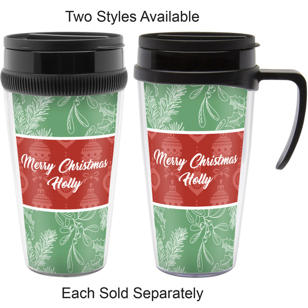 Christmas Holly Travel Mugs - with & without Handle