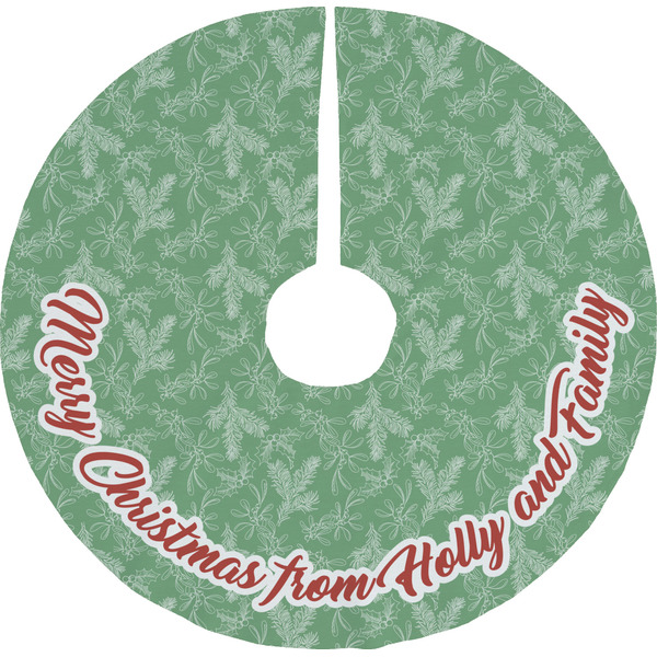 Custom Christmas Holly Tree Skirt (Personalized)