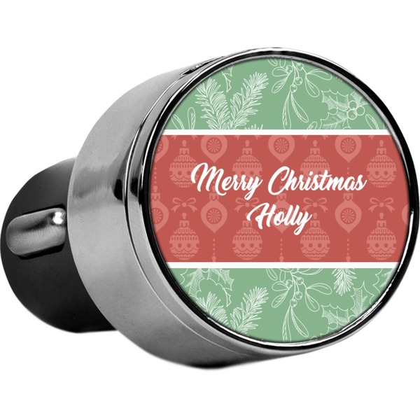 Custom Christmas Holly USB Car Charger (Personalized)