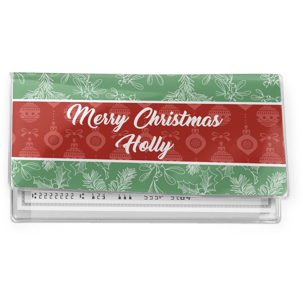 Custom Christmas Holly Vinyl Checkbook Cover (Personalized)