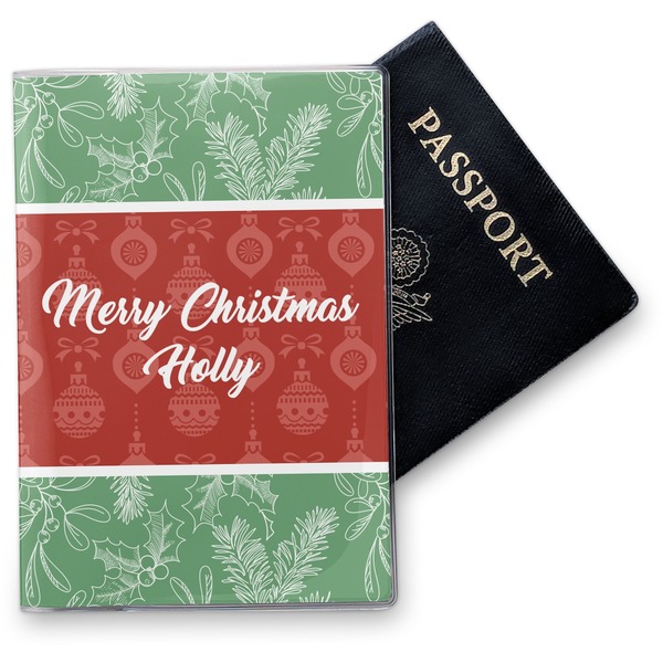 Custom Christmas Holly Vinyl Passport Holder (Personalized)