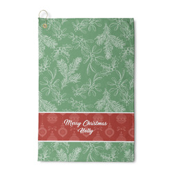 Christmas Holly Waffle Weave Golf Towel (Personalized)