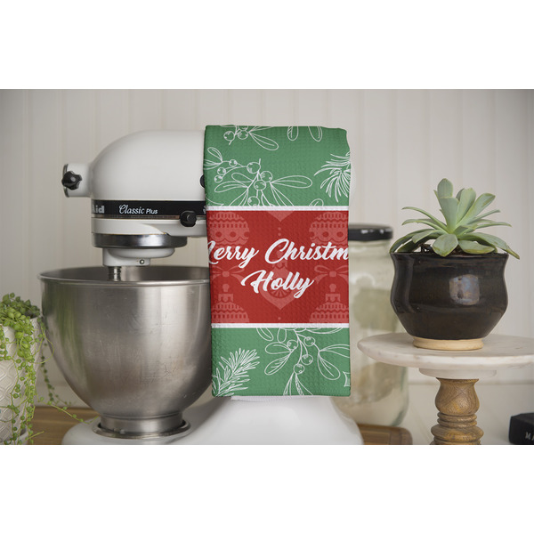 Christmas Holly Waffle Weave Towel - Full Color Print - Lifestyle Image