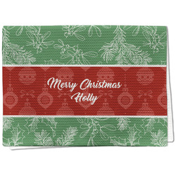 Christmas Holly Kitchen Towel - Waffle Weave (Personalized)