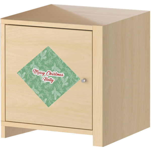 Christmas Holly Wall Graphic on Wooden Cabinet