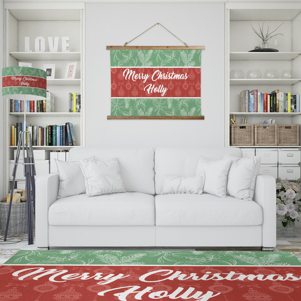 Christmas Holly Wall Hanging Tapestry - IN CONTEXT