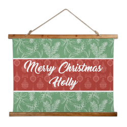 Christmas Holly Wall Hanging Tapestry - Wide (Personalized)