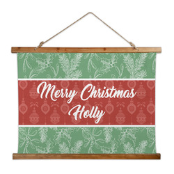 Christmas Holly Wall Hanging Tapestry - Wide (Personalized)