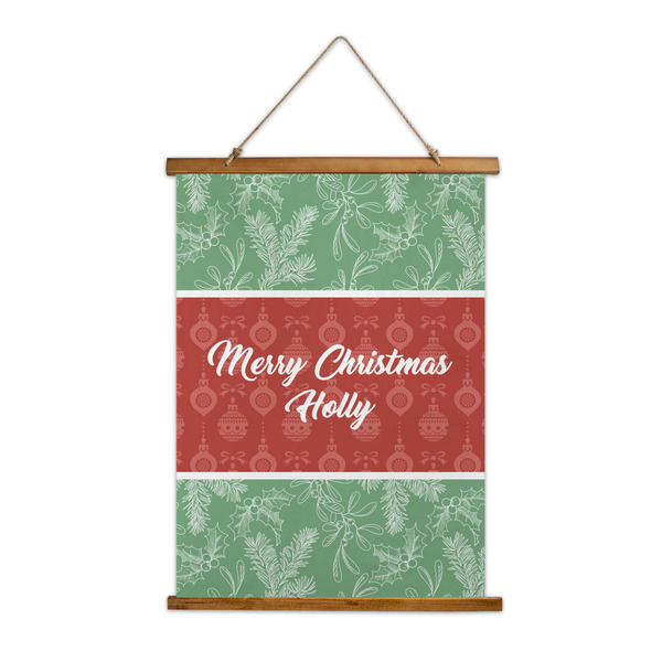Custom Christmas Holly Wall Hanging Tapestry - Tall (Personalized)