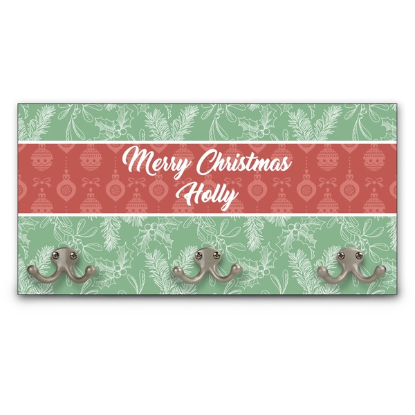 Custom Christmas Holly Wall Mounted Coat Rack (Personalized)