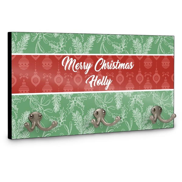 Christmas Holly Wall Mounted Coat Hanger - Side View