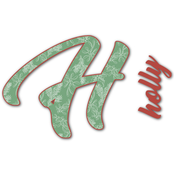Custom Christmas Holly Name & Initial Decal - Up to 12"x12" (Personalized)