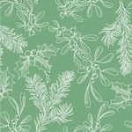 Christmas Holly Wallpaper & Surface Covering (Water Activated 24"x 24" Sample)