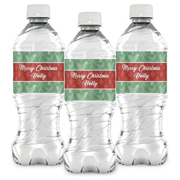 Christmas Holly Water Bottle Labels - Front View