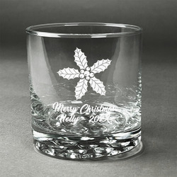 Christmas Holly Whiskey Glass (Single) (Personalized)
