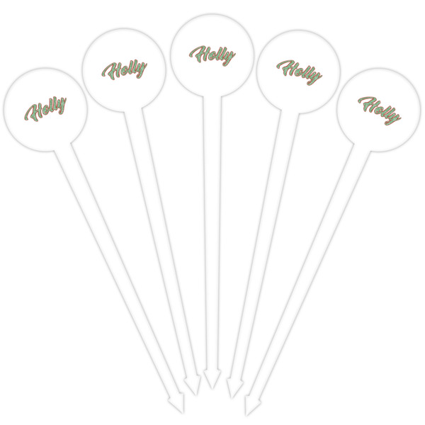 Christmas Holly White Plastic 4" Food Pick - Round - Fan View