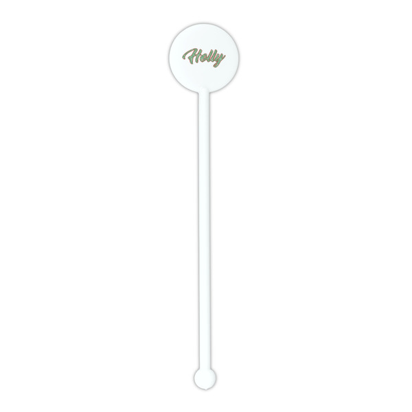 Christmas Holly White Plastic 5.5" Stir Stick - Round - Single Stick