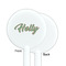 Christmas Holly White Plastic 5.5" Stir Stick - Single Sided - Round - Front & Back