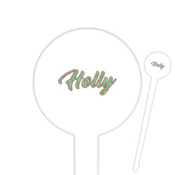 Christmas Holly Cocktail Picks - Round Plastic (Personalized)