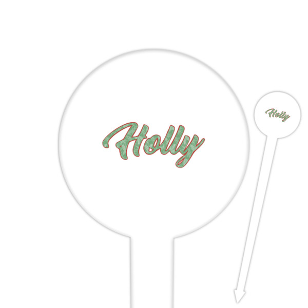 Custom Christmas Holly Cocktail Picks - Round Plastic (Personalized)