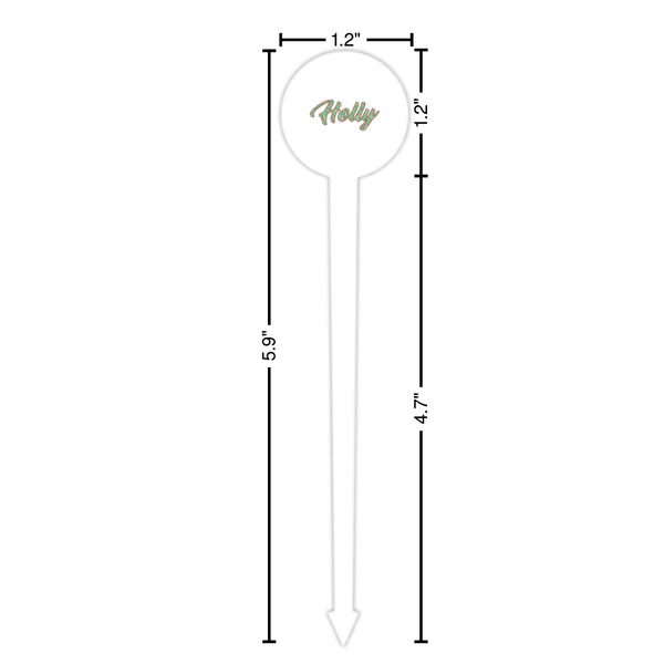 Christmas Holly White Plastic 6" Food Pick - Round - Dimensions