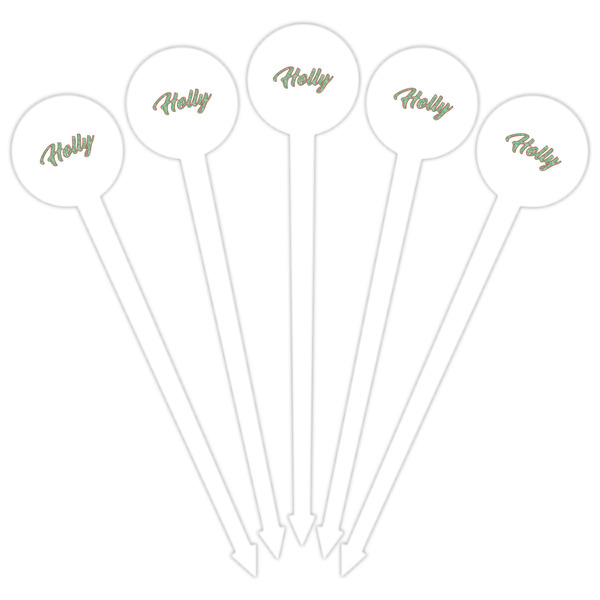 Christmas Holly White Plastic 6" Food Pick - Round - Fan View