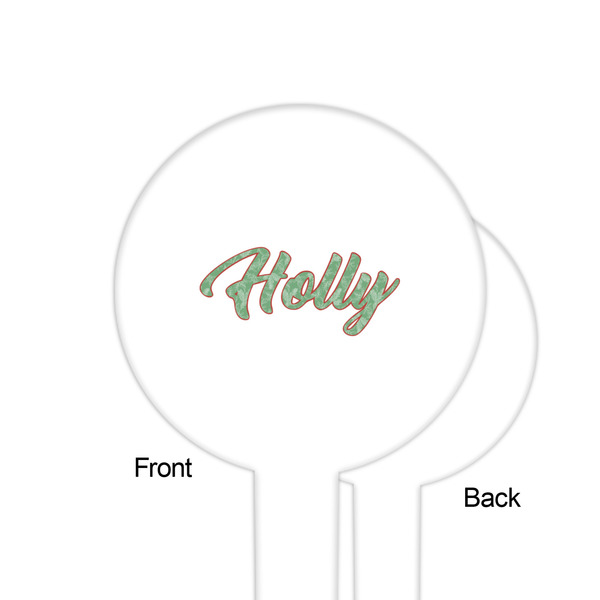 Christmas Holly White Plastic 6" Food Pick - Round - Single Sided - Front & Back