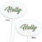 Christmas Holly White Plastic 7" Stir Stick - Double Sided - Oval - Front & Back