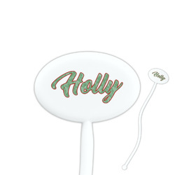 Christmas Holly Oval Plastic Stir Sticks (Personalized)
