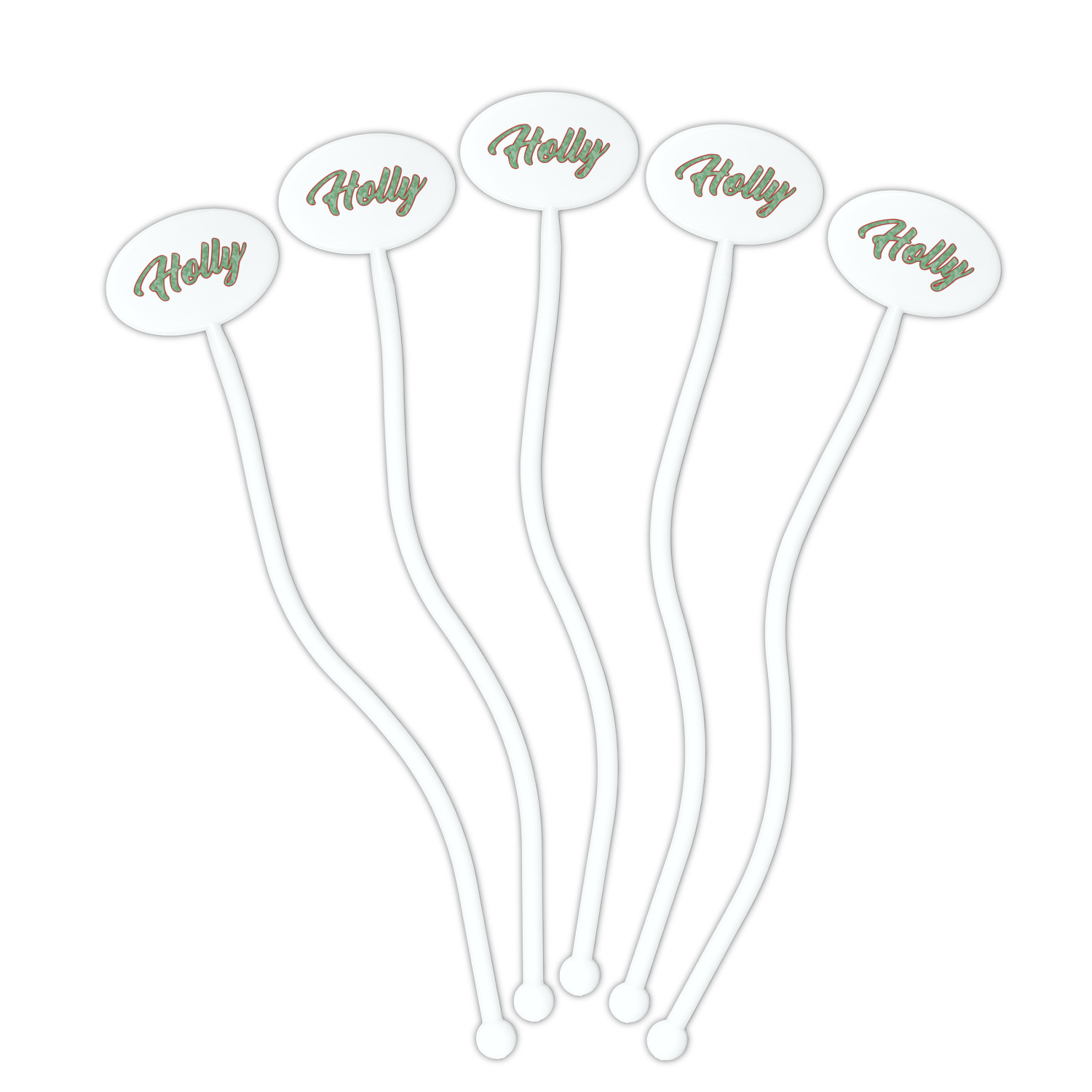 Custom Christmas Holly Rectangle Wooden Stir Sticks (Personalized)
