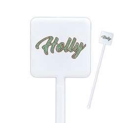 Christmas Holly Square Plastic Stir Sticks (Personalized)