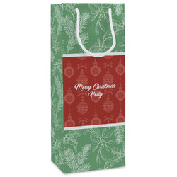 Christmas Holly Wine Gift Bags - Gloss (Personalized)