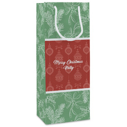 Christmas Holly Wine Gift Bags - Matte (Personalized)