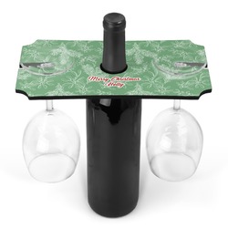 Christmas Holly Wine Bottle & Glass Holder (Personalized)