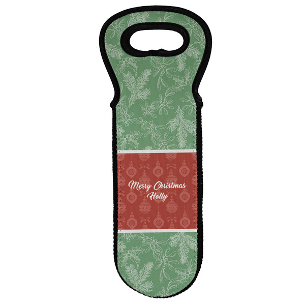 Custom Christmas Holly Wine Tote Bag (Personalized)