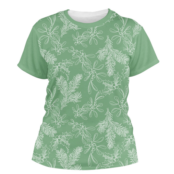 Custom Christmas Holly Women's Crew T-Shirt - X Small