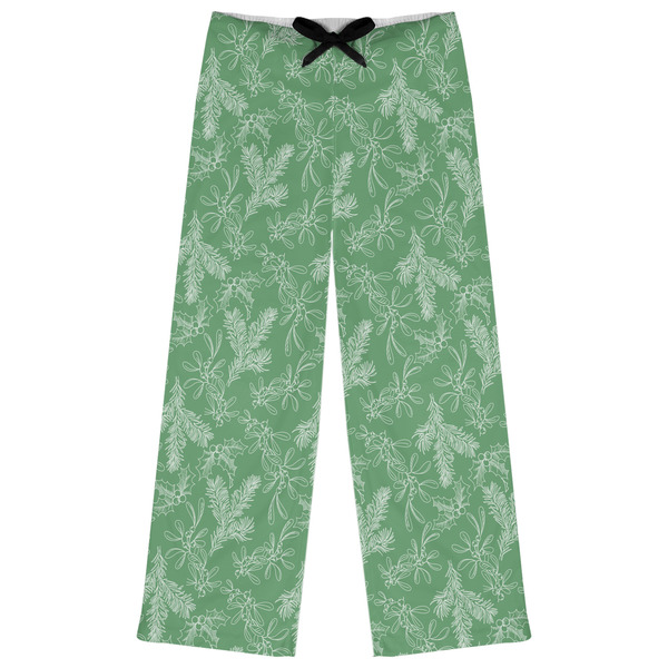 Custom Christmas Holly Womens Pajama Pants - L