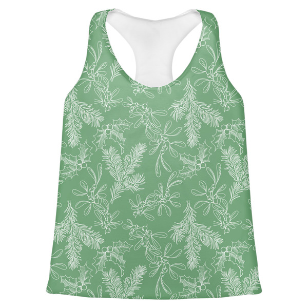 Custom Christmas Holly Womens Racerback Tank Top - 2X Large