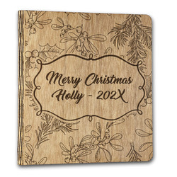 Christmas Holly Wood 3-Ring Binder - 1" Letter Size (Personalized)