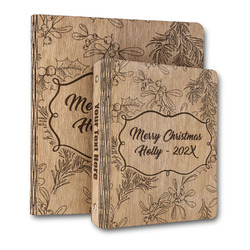 Christmas Holly Wood 3-Ring Binder (Personalized)