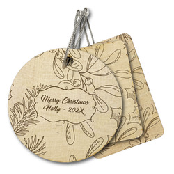 Christmas Holly Wood Luggage Tag (Personalized)