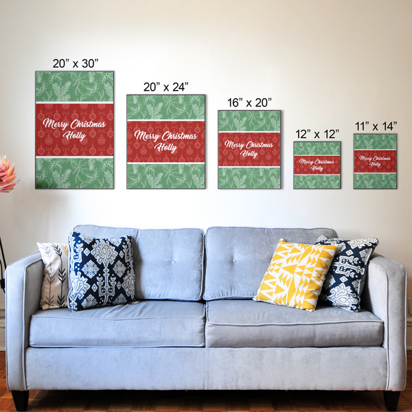 Christmas Holly Wood Prints - Size Comparison